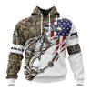 NFL Seattle Seahawks Custom Name Number Fishing With Flag Of USA Pullover Hoodie