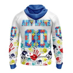 Alternative view of NFL Tampa Bay Buccaneers Custom Name Number Autism Awareness Hands Zip Up Hoodie