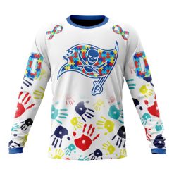 NFL Tampa Bay Buccaneers Custom Name Number Autism Awareness Hands Sweatshirt