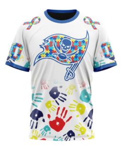 NFL Tampa Bay Buccaneers Custom Name Number Autism Awareness Hands T-Shirt