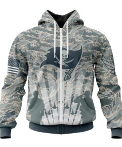 NFL Tampa Bay Buccaneers Custom Name Number Honor US Air Force Veterans Zip Up Hoodie