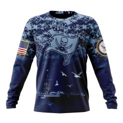 NFL Tampa Bay Buccaneers Custom Name Number Honor US Navy Veterans Sweatshirt