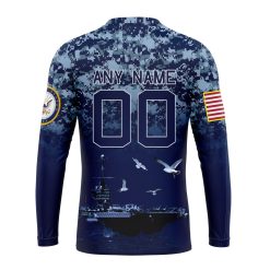 Alternative view of NFL Tampa Bay Buccaneers Custom Name Number Honor US Navy Veterans Sweatshirt
