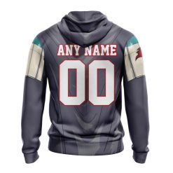 Alternative view of NFL Tampa Bay Buccaneers Custom Name Number Mandalorian And Baby Yoda Pullover Hoodie