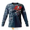 NFL Tampa Bay Buccaneers Custom Name Number Navy Skull Camo Veteran Sweatshirt