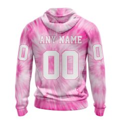 Alternative view of NFL Tampa Bay Buccaneers Custom Name Number Pink Tie-Dye Zip Up Hoodie