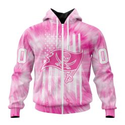 NFL Tampa Bay Buccaneers Custom Name Number Pink Tie-Dye Zip Up Hoodie