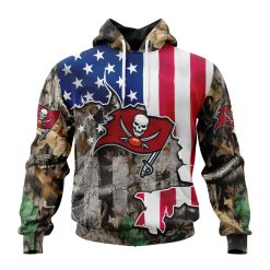 NFL Tampa Bay Buccaneers Custom Name Number USA Flag Camo Realtree Pullover Hoodie