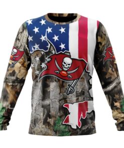 NFL Tampa Bay Buccaneers Custom Name Number USA Flag Camo Realtree Sweatshirt