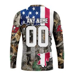 Alternative view of NFL Tampa Bay Buccaneers Custom Name Number USA Flag Camo Realtree Sweatshirt