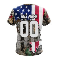 Alternative view of NFL Tampa Bay Buccaneers Custom Name Number USA Flag Camo Realtree T-Shirt