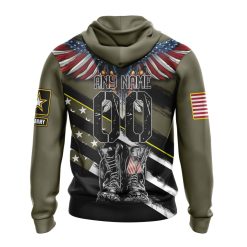 Alternative view of NFL Tampa Bay Buccaneers Custom Name Number Veterans Kneeling Soldier Zip Up Hoodie