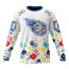 NFL Tennessee Titans Custom Name Number Autism Awareness Hands Sweatshirt