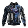 NFL Tennessee Titans Custom Name Number Classic Grunge American Flag Zip Up Hoodie