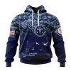 NFL Tennessee Titans Custom Name Number Honor US Navy Veterans Pullover Hoodie