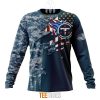 NFL Tennessee Titans Custom Name Number Navy Skull Camo Veteran Sweatshirt