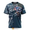 NFL Tennessee Titans Custom Name Number Navy Skull Camo Veteran T-Shirt