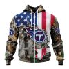 NFL Tennessee Titans Custom Name Number USA Flag Camo Realtree Zip Up Hoodie