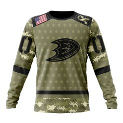 NHL Anaheim Ducks Custom Name Number Camo Military Appreciation Sweatshirt