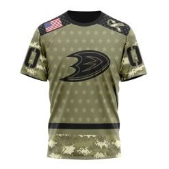 NHL Anaheim Ducks Custom Name Number Camo Military Appreciation T-Shirt