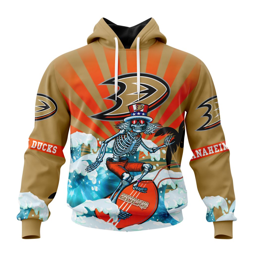 NHL Anaheim Ducks Custom Name Number Kits For The Grateful Dead Pullover Hoodie