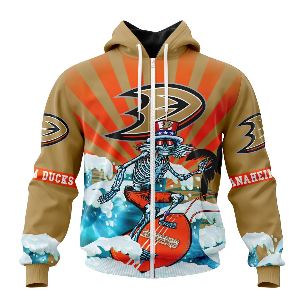 NHL Anaheim Ducks Custom Name Number Kits For The Grateful Dead Zip Up Hoodie