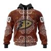 NHL Anaheim Ducks Custom Name Number Mandala Style Zip Up Hoodie