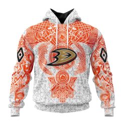 NHL Anaheim Ducks Custom Name Number Norse Viking Symbols Pullover Hoodie