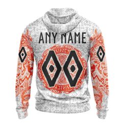 Alternative view of NHL Anaheim Ducks Custom Name Number Norse Viking Symbols Zip Up Hoodie