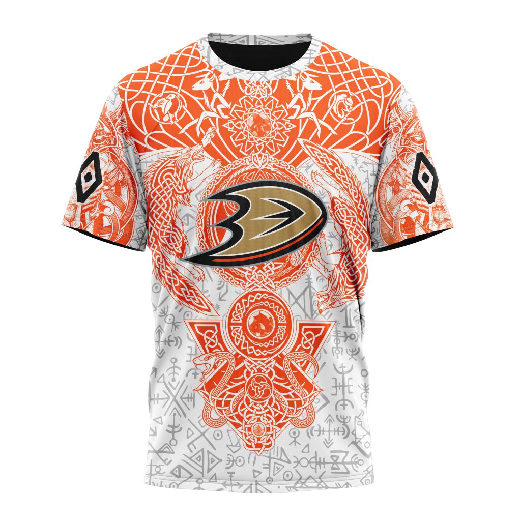 NHL Anaheim Ducks Custom Name Number Norse Viking Symbols T-Shirt