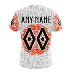 Alternative view of NHL Anaheim Ducks Custom Name Number Norse Viking Symbols T-Shirt