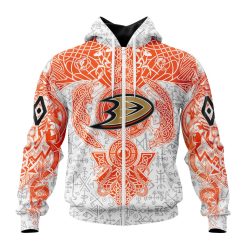 NHL Anaheim Ducks Custom Name Number Norse Viking Symbols Zip Up Hoodie