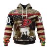 NHL Anaheim Ducks Custom Name Number Remember Pearl Harbor Pullover Hoodie