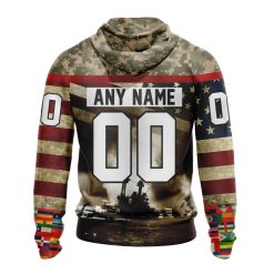 Alternative view of NHL Anaheim Ducks Custom Name Number Remember Pearl Harbor Pullover Hoodie