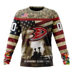 NHL Anaheim Ducks Custom Name Number Remember Pearl Harbor Sweatshirt