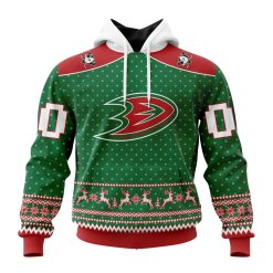 NHL Anaheim Ducks Custom Name Number Ugly Christmas Pullover Hoodie