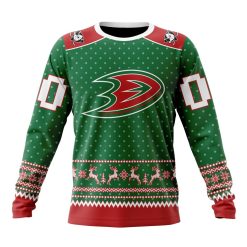 NHL Anaheim Ducks Custom Name Number Ugly Christmas Sweatshirt