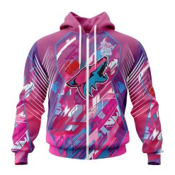 NHL Arizona Coyotes Breast Cancer Zip Up Hoodie