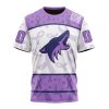 NHL Arizona Coyotes Custom Name Number Lavender Hockey Fights Cancer T-Shirt