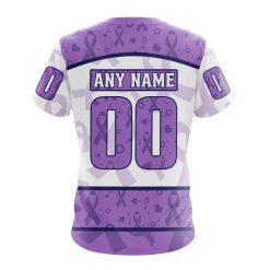Alternative view of NHL Arizona Coyotes Custom Name Number Lavender Hockey Fights Cancer T-Shirt