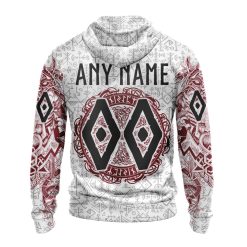 Alternative view of NHL Arizona Coyotes Custom Name Number Norse Viking Symbols Zip Up Hoodie