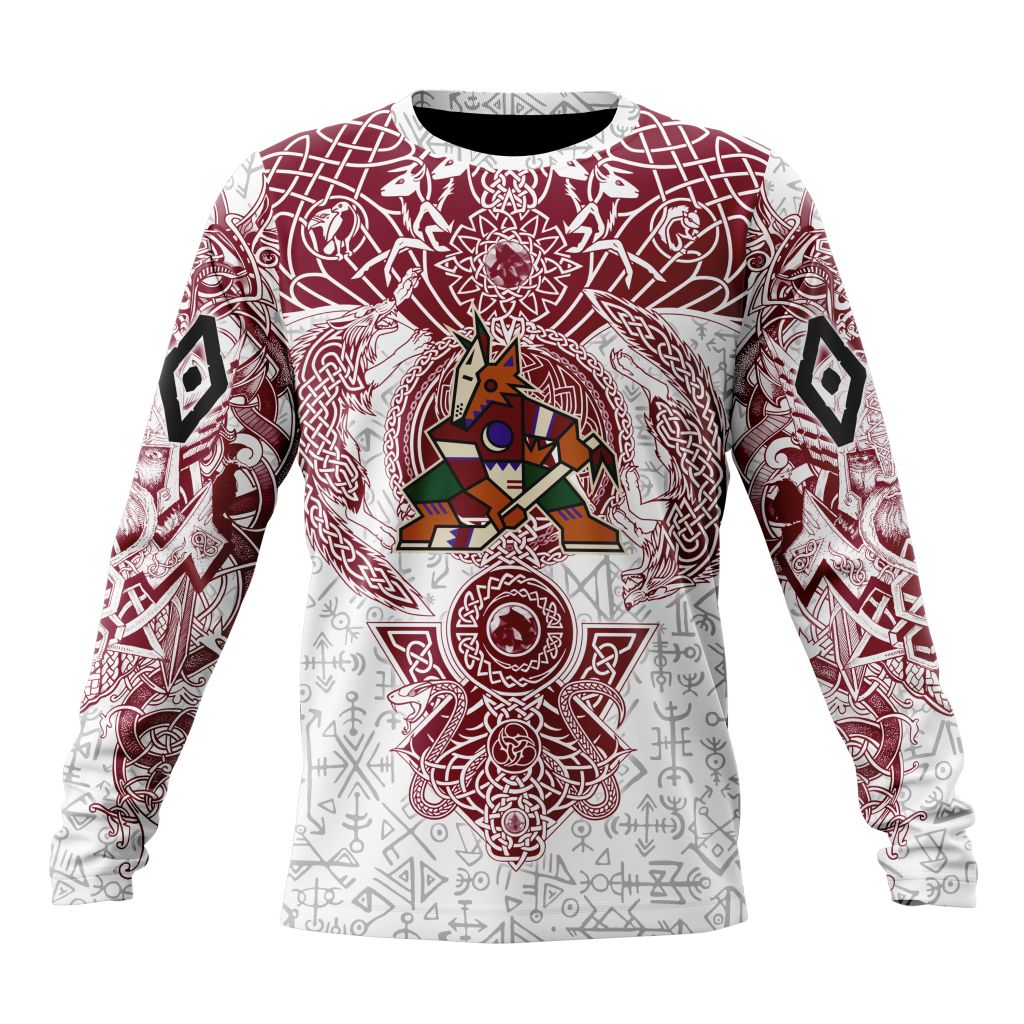 NHL Arizona Coyotes Custom Name Number Norse Viking Symbols Sweatshirt