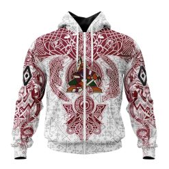 NHL Arizona Coyotes Custom Name Number Norse Viking Symbols Zip Up Hoodie