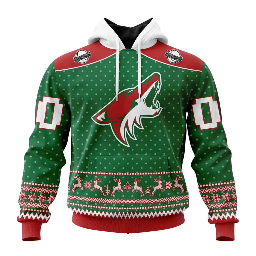 NHL Arizona Coyotes Custom Name Number Ugly Christmas Pullover Hoodie