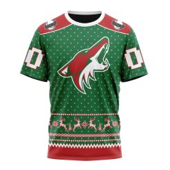 NHL Arizona Coyotes Custom Name Number Ugly Christmas T-Shirt