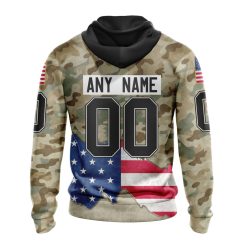 Alternative view of NHL Arizona Coyotes Custom Name Number United State With Camo Color Zip Up Hoodie