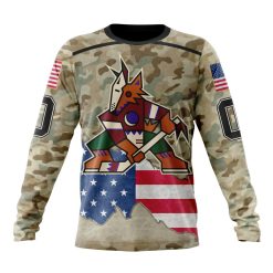 NHL Arizona Coyotes Custom Name Number United State With Camo Color Sweatshirt