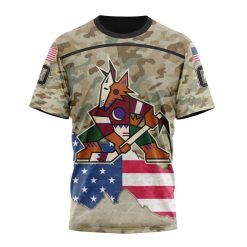 NHL Arizona Coyotes Custom Name Number United State With Camo Color T-Shirt