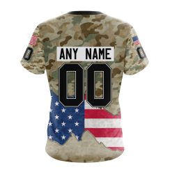 Alternative view of NHL Arizona Coyotes Custom Name Number United State With Camo Color T-Shirt