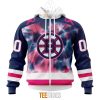 NHL Boston Bruins Custom Name Number Breast Cancer Tie-Dye Zip Up Hoodie